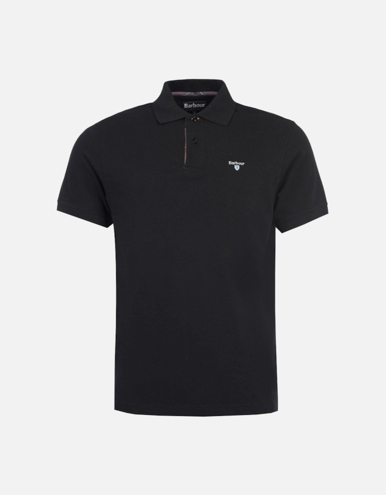 Men's Black Tartan Pique Polo Shirt