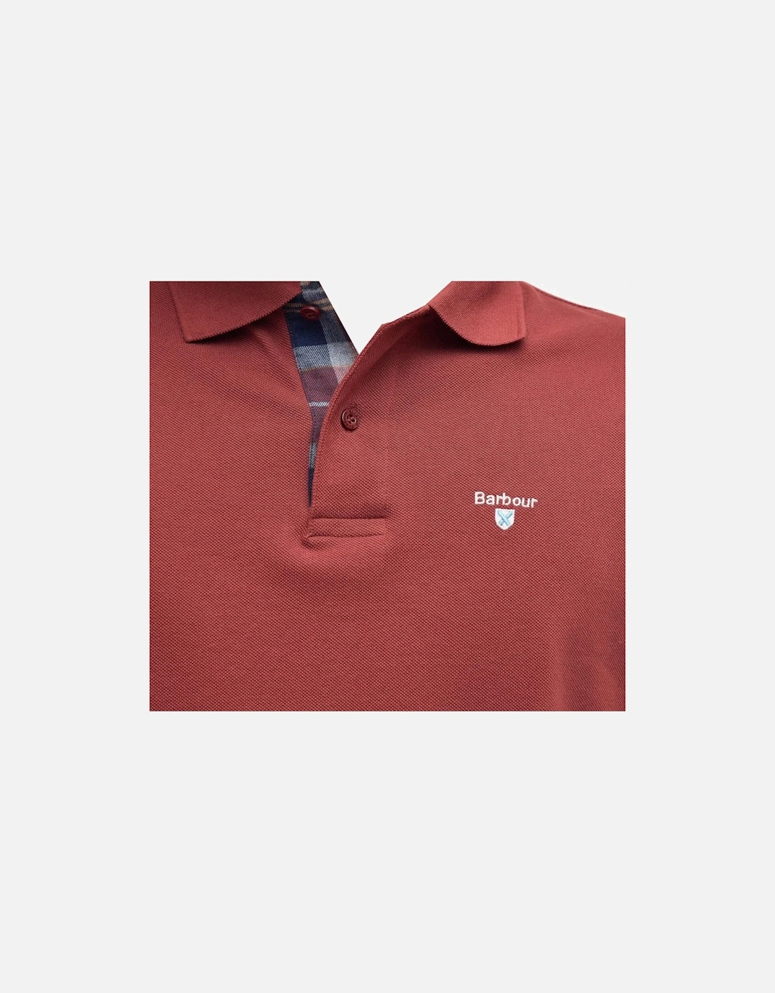 Men's Brick Red Tartan Pique Polo Shirt