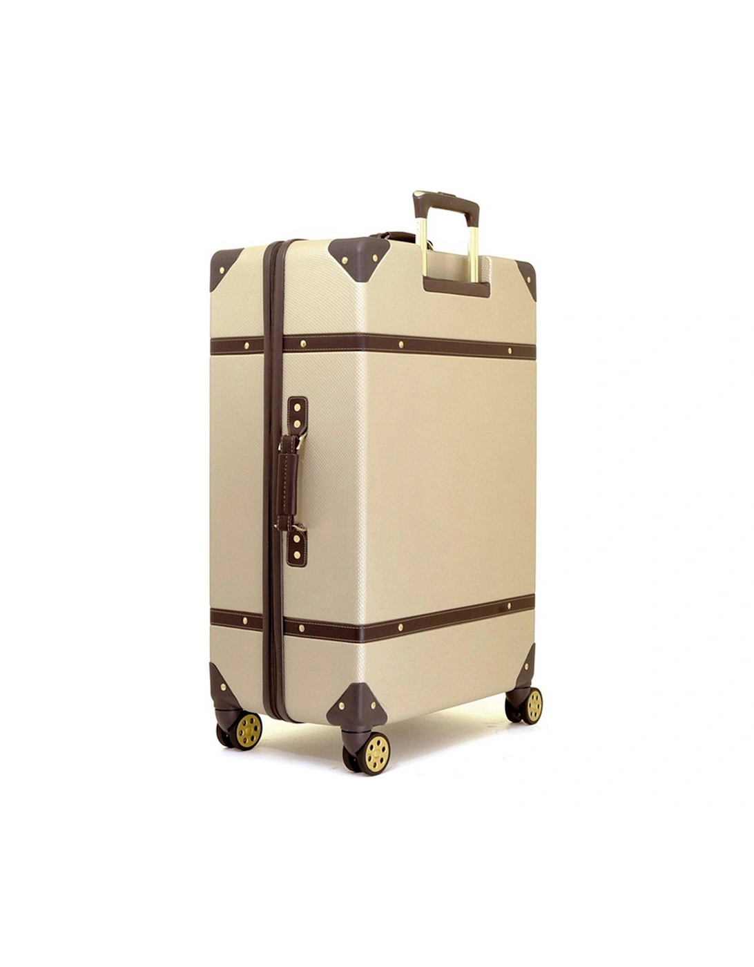 Vintage 8 Wheel Retro Style Hardshell Large Suitcase - Gold