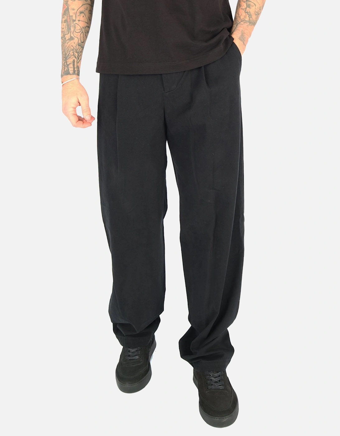 Milo Single Pleat Black Trouser