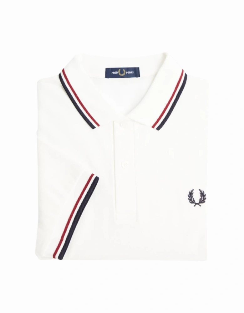 M3600 Twin Tipped FP SS Polo - White/Red/Navy