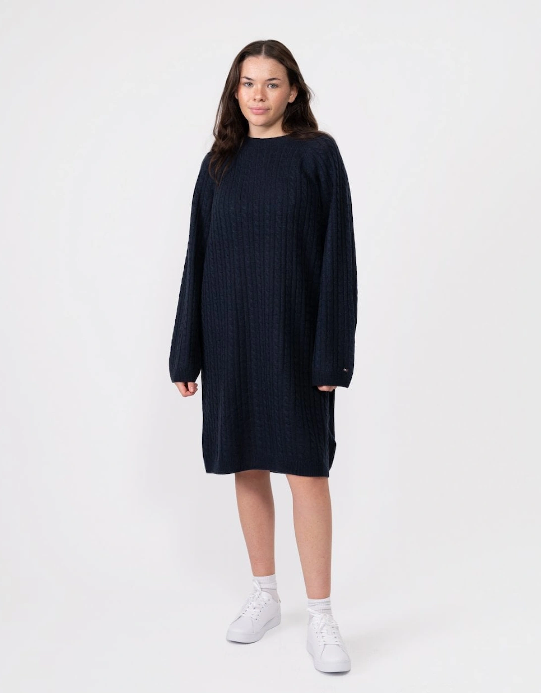 Cable Knit Womens Sheer Jumper Dress, 5 of 4