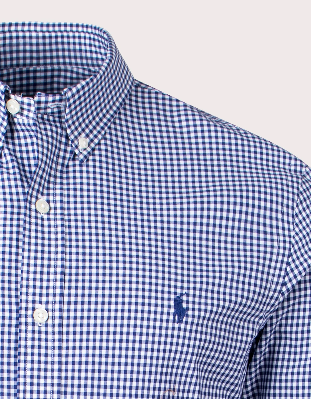 Slim Fit Gingham Stretch Poplin Shirt