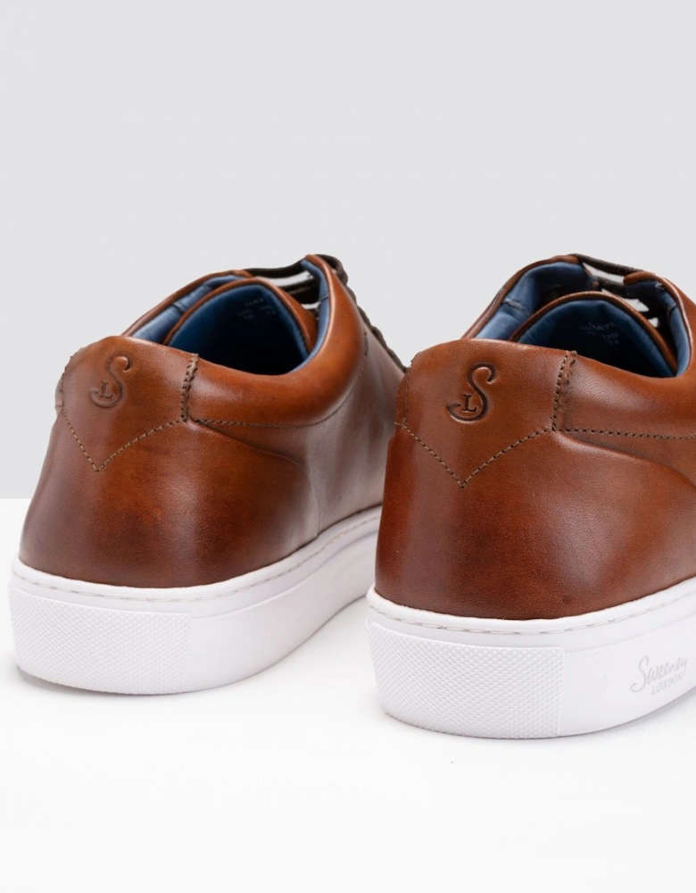 Hayle Antiqued Calf Leather Mens Trainers
