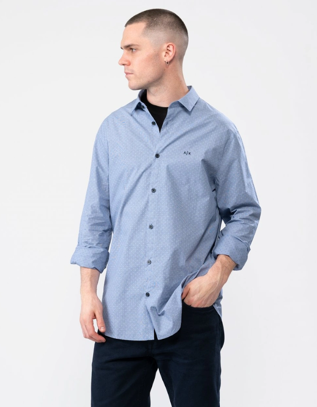 Mens Long Sleeve Dotted Shirt, 5 of 4