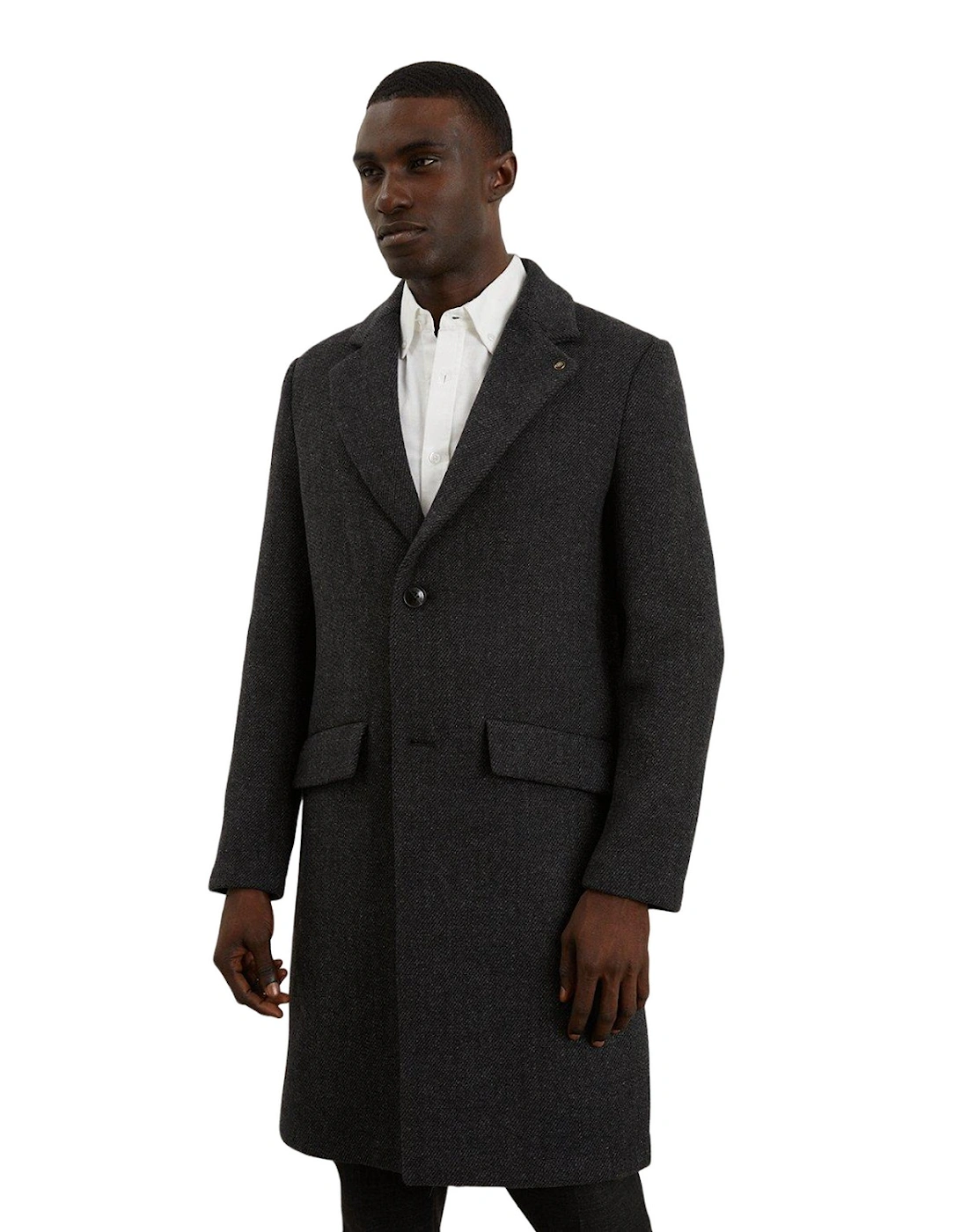 Mens Wool Blend Single-Breasted Coat, 4 of 3