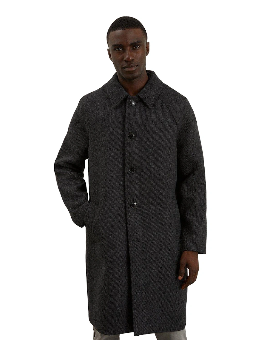 Mens Textured Wool Car Coat, 4 of 3