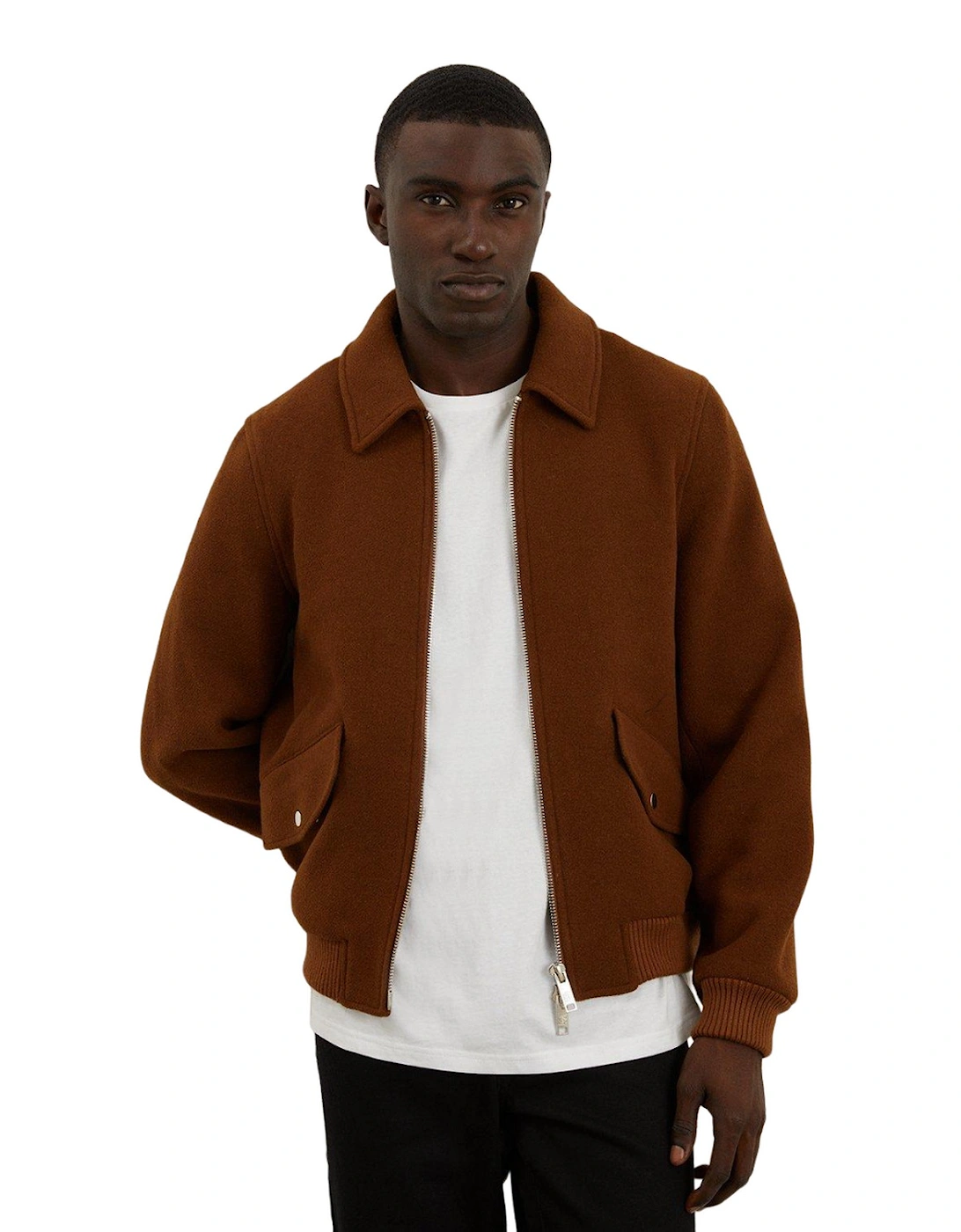 Mens Textured Wool Bomber Jacket, 4 of 3