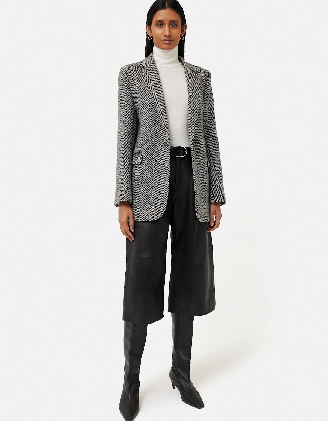 Wool Herringbone Langford Coat | Black