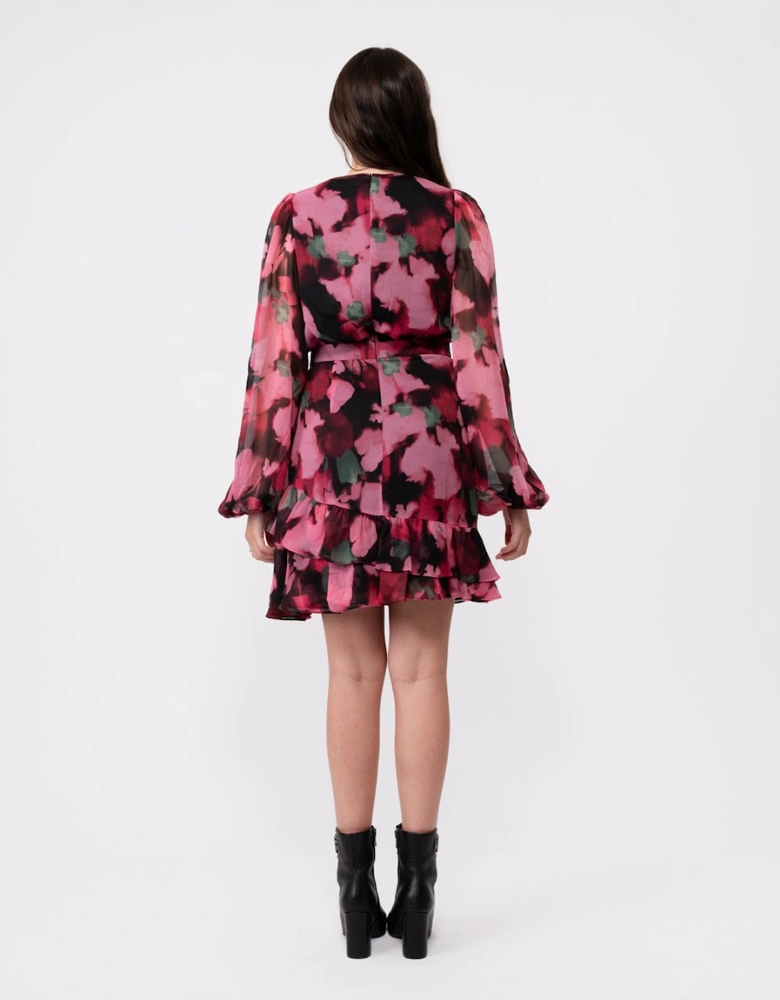 Grayda Womens Ruffle Asymmetric Mini Dress