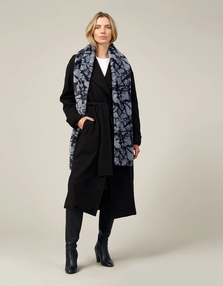 CAMO FAUX FUR SCARF-BLUE