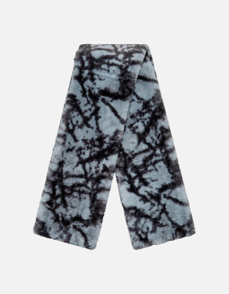 CAMO FAUX FUR SCARF-BLUE