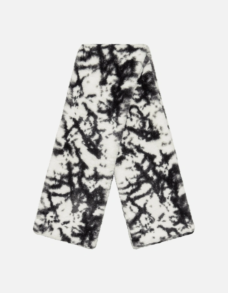 CAMO FAUX FUR SCARF-BLACK
