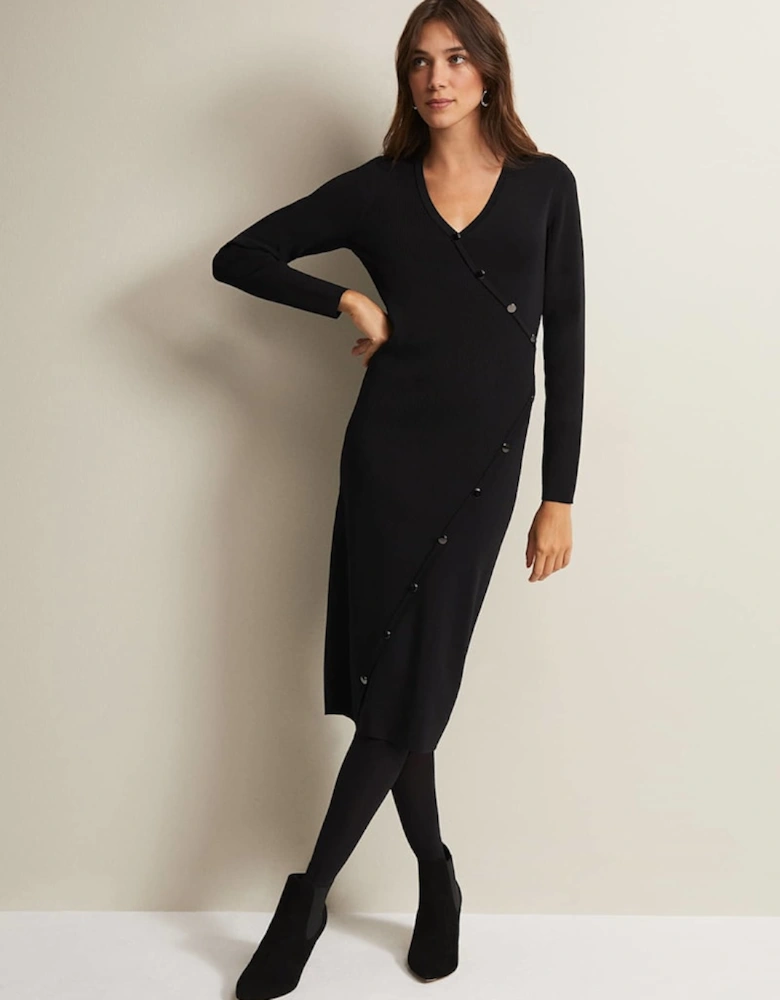 Kellia Black Knitted Midi Dress