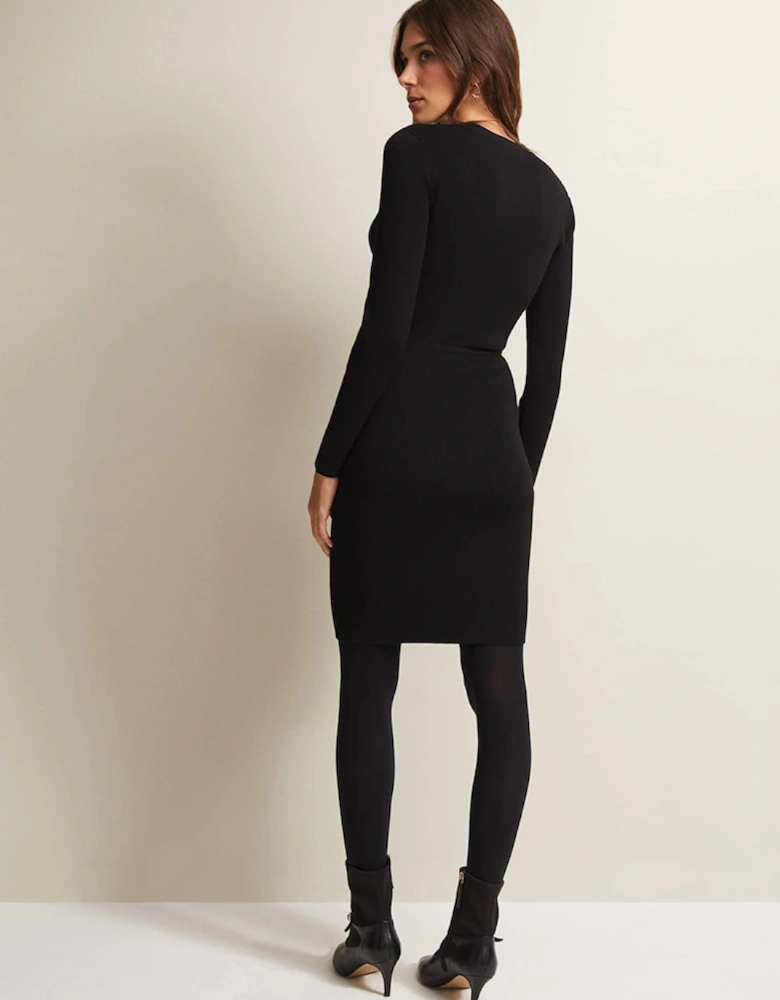 Kinza Black Knitted Mini Dress