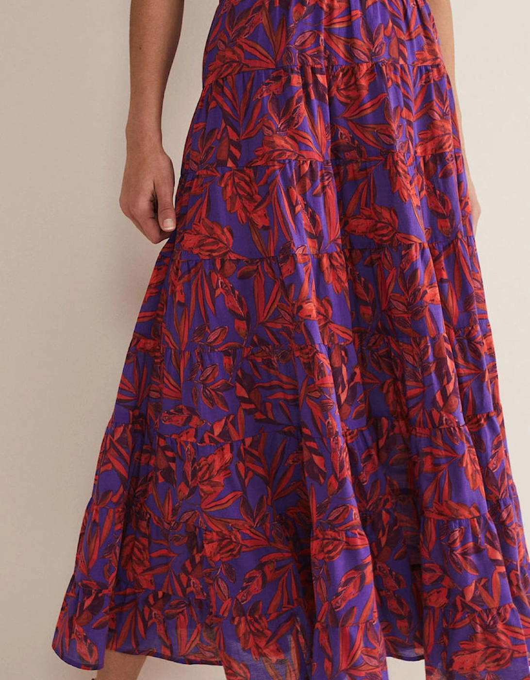 Eloraina Leaf Print Maxi Skirt