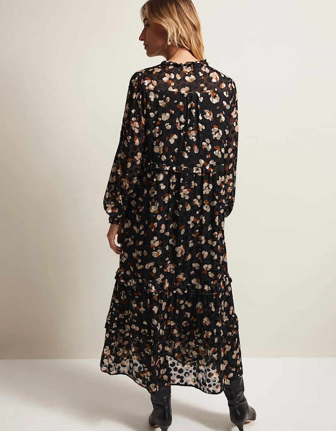 Karsyn Leopard Spot Textured Midi Dress