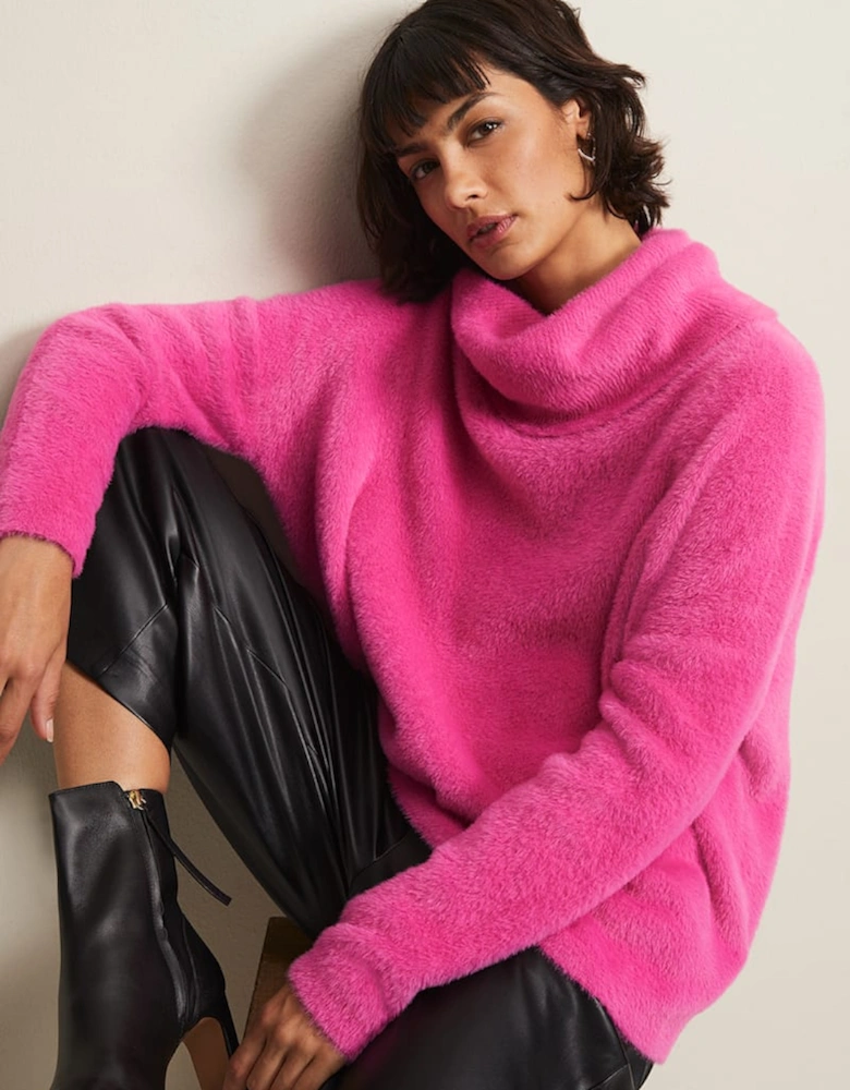 Natalia Pink Roll Neck Knitted Jumper