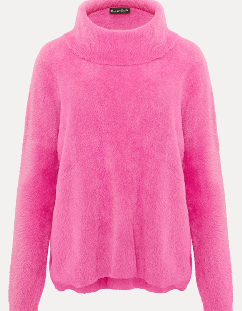 Natalia Pink Roll Neck Knitted Jumper