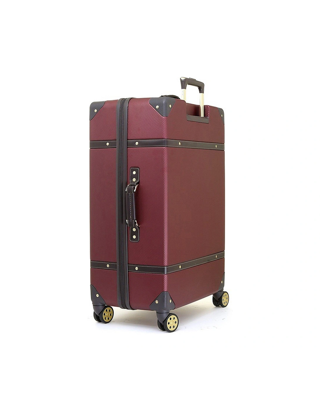 Vintage 8 Wheel Retro Style Hardshell Large Suitcase - Burgundy