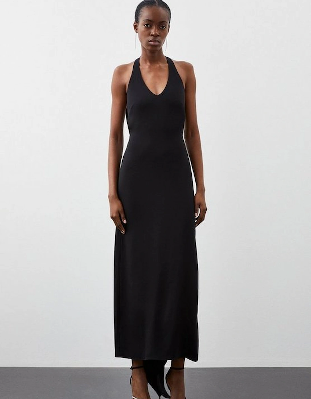 Tailored Compact Stretch Drape Detail Strapless Maxi Dress, 5 of 4