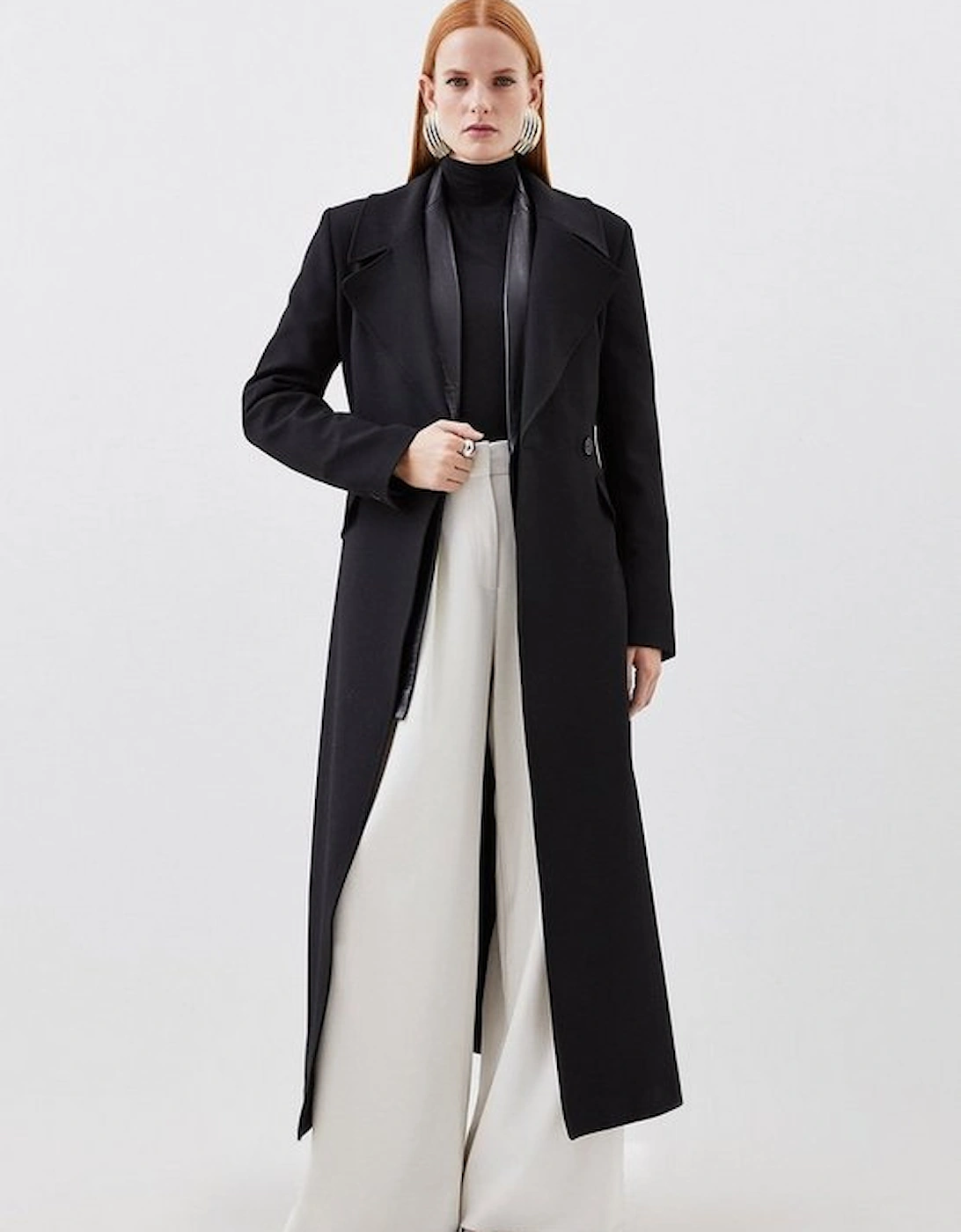 Compact Stretch Double Breasted Full Skirt Midi Coat, 5 of 4