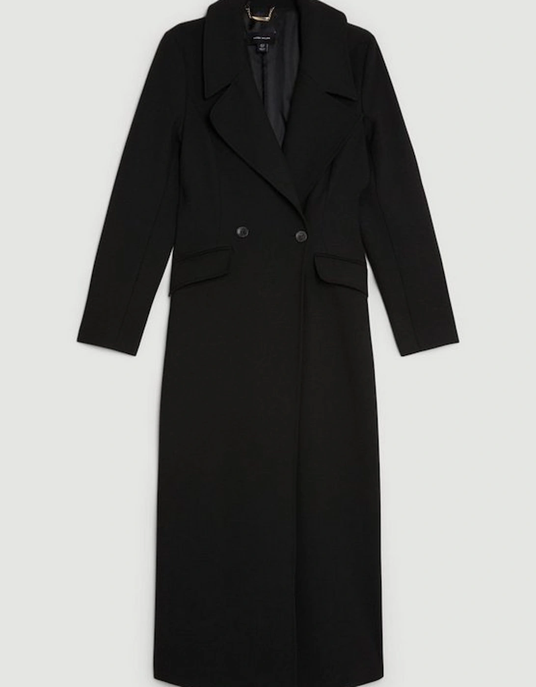 Compact Stretch Double Breasted Full Skirt Midi Coat