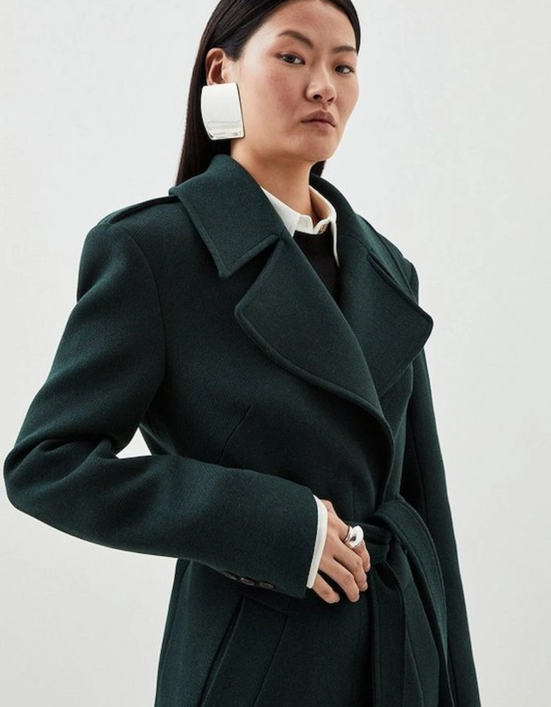 Italian Manteco Wool Blend Strong Shoulder Coat