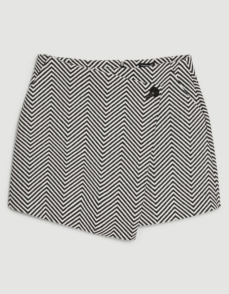 Tailored Asymmetric Wrap Button Detail Mini Skirt