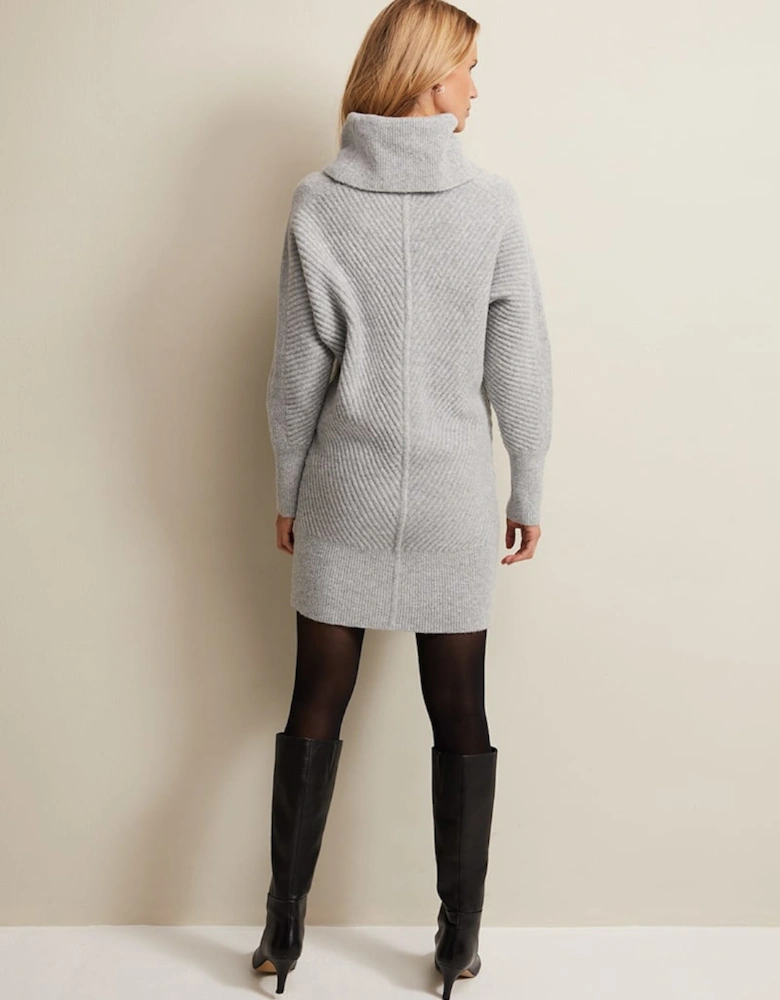 Fillipa Grey Knitted Tunic Mini Dress