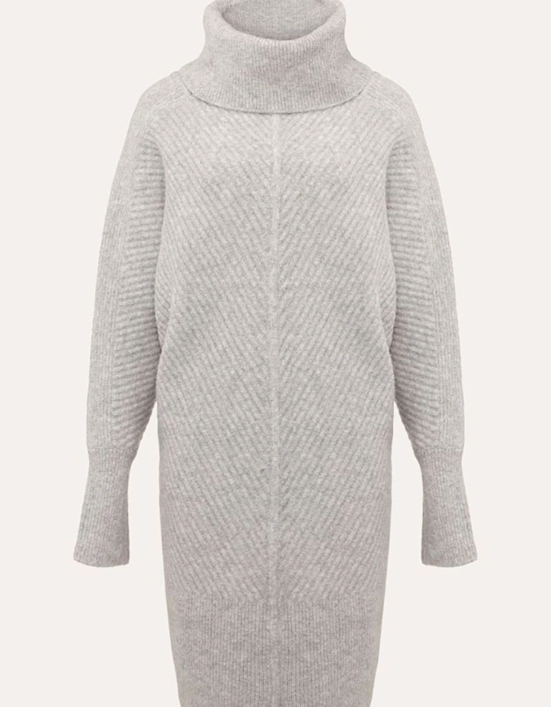 Fillipa Grey Knitted Tunic Mini Dress