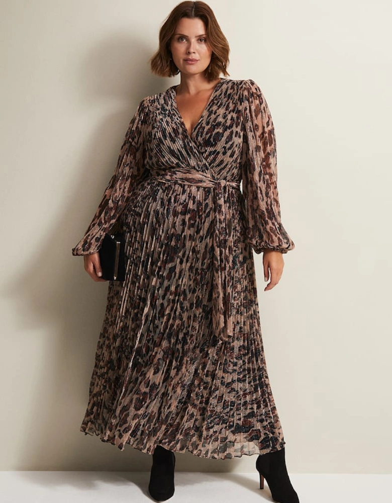 Jovie Leopard Print Plisse Maxi Dress