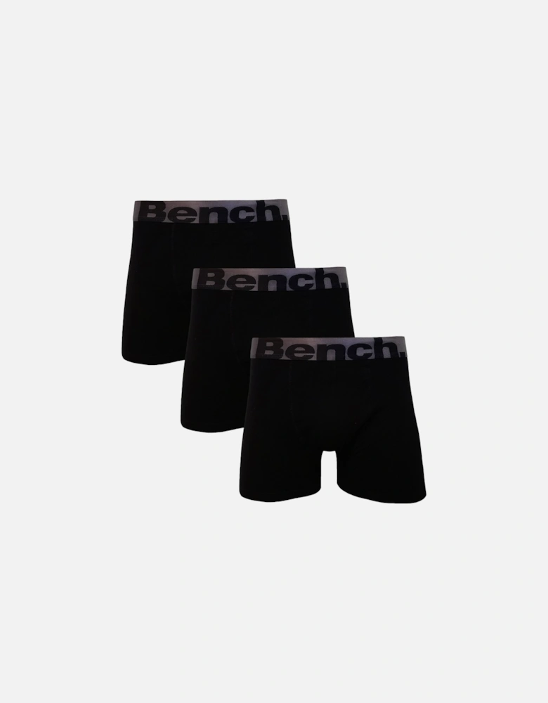 Mens Elman 3 Pack Elasticated Boxer Shorts - Black