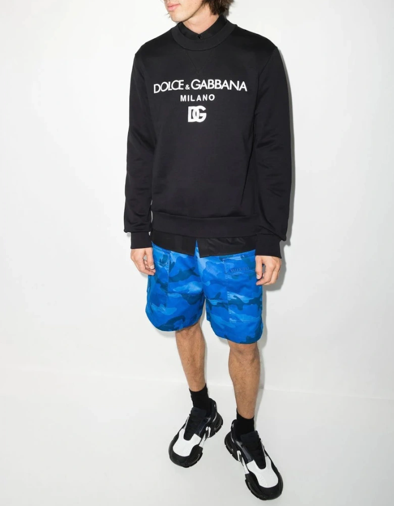 Jersey Sweatshirt with DG Embroidery Black