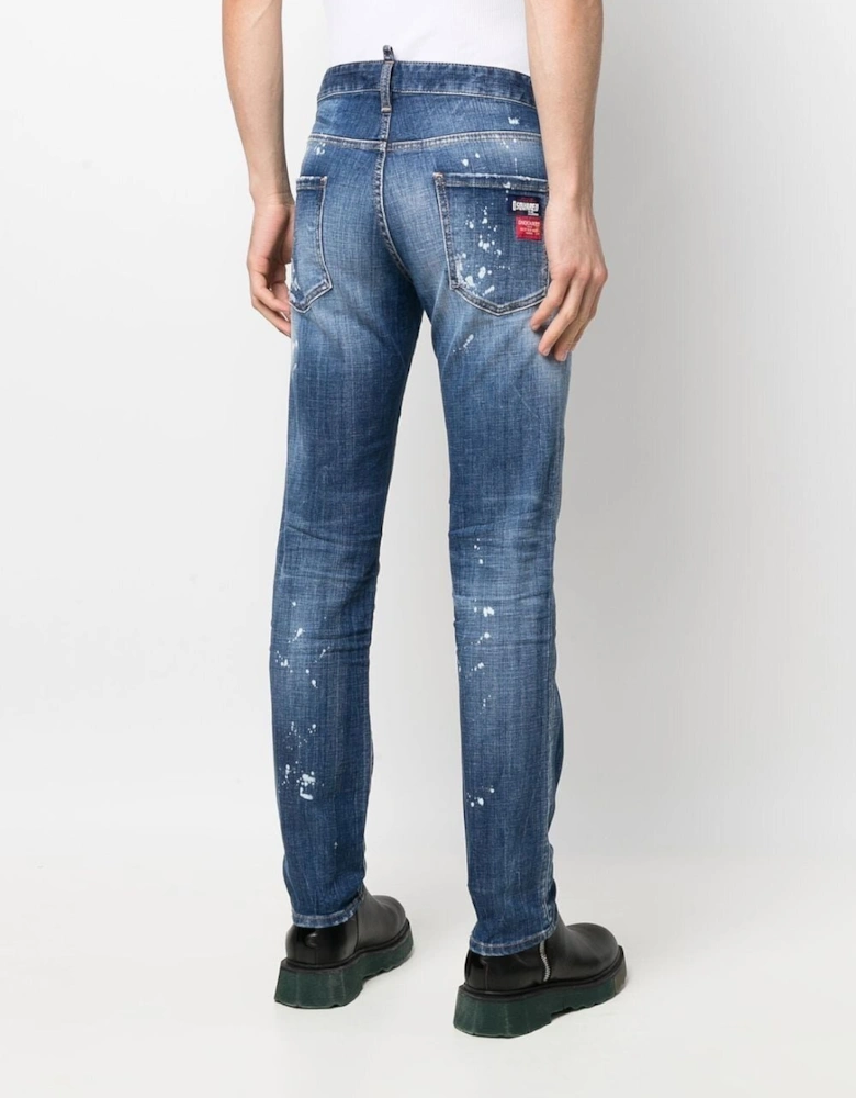 Bleached Spots Wash Cool Guy Slim Jeans in Blue