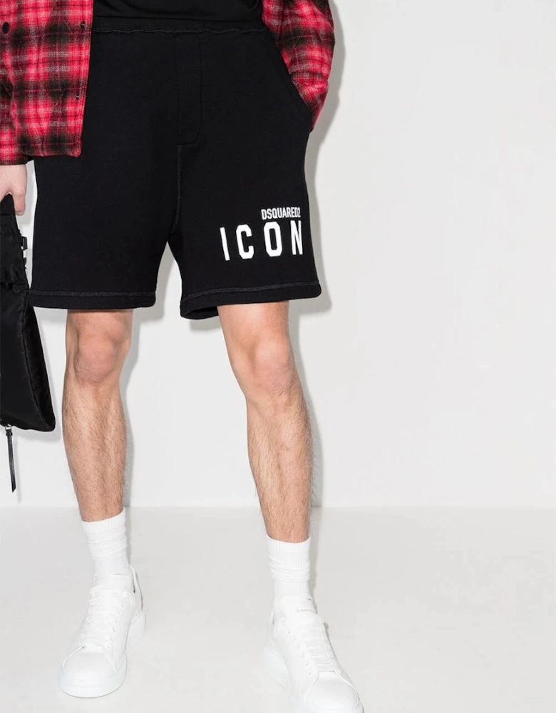 Icon Logo-Print Shorts Black