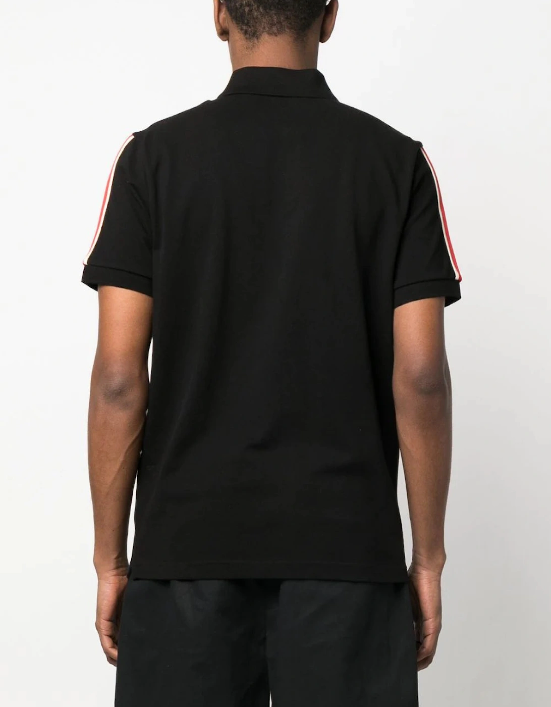 Stripe Sleeve Tape Polo in Black