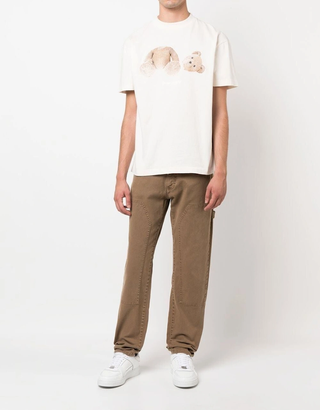 Teddy Bear Logo-print T-shirt in Beige