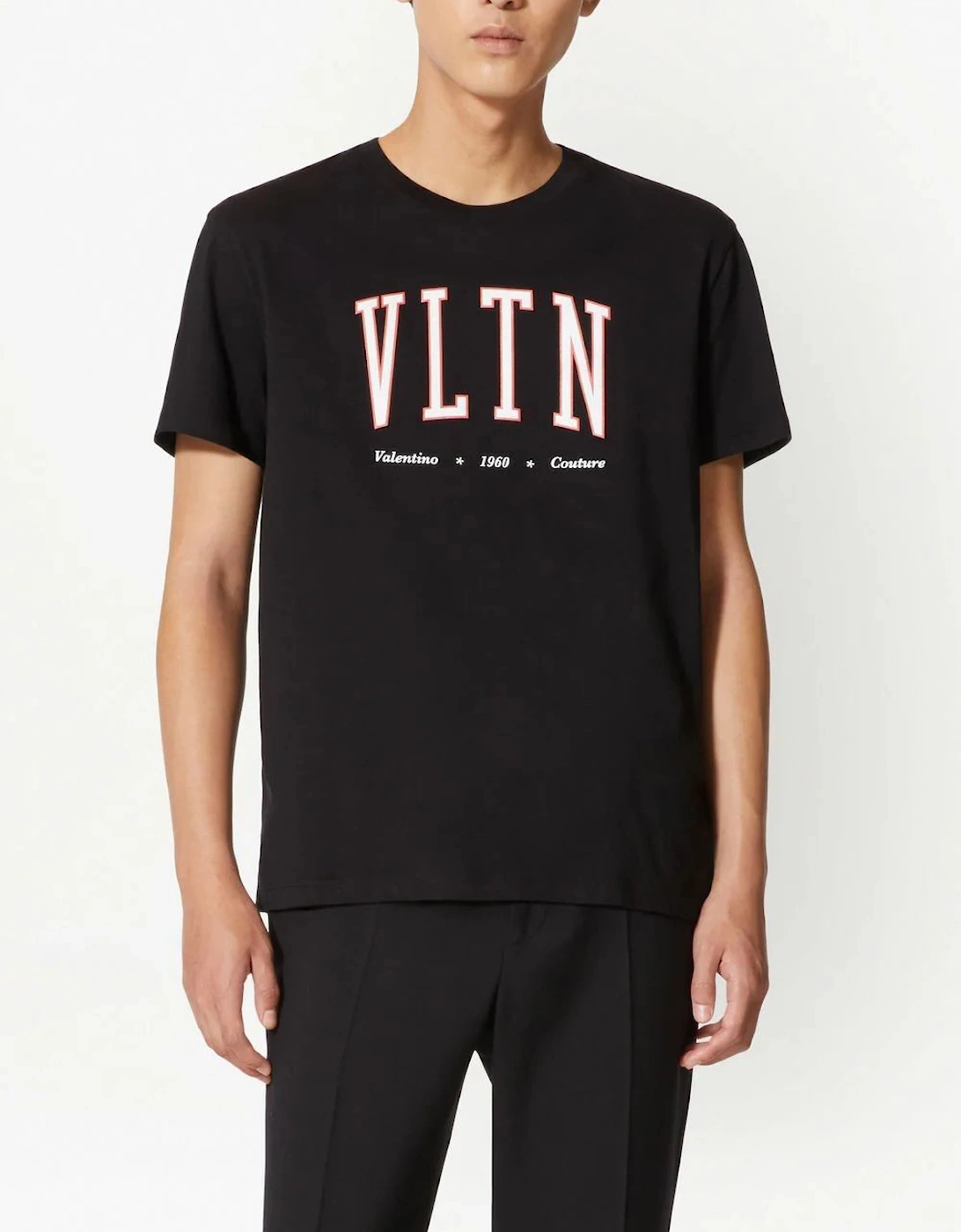 VLTN Print College Logo T-Shirt in Black