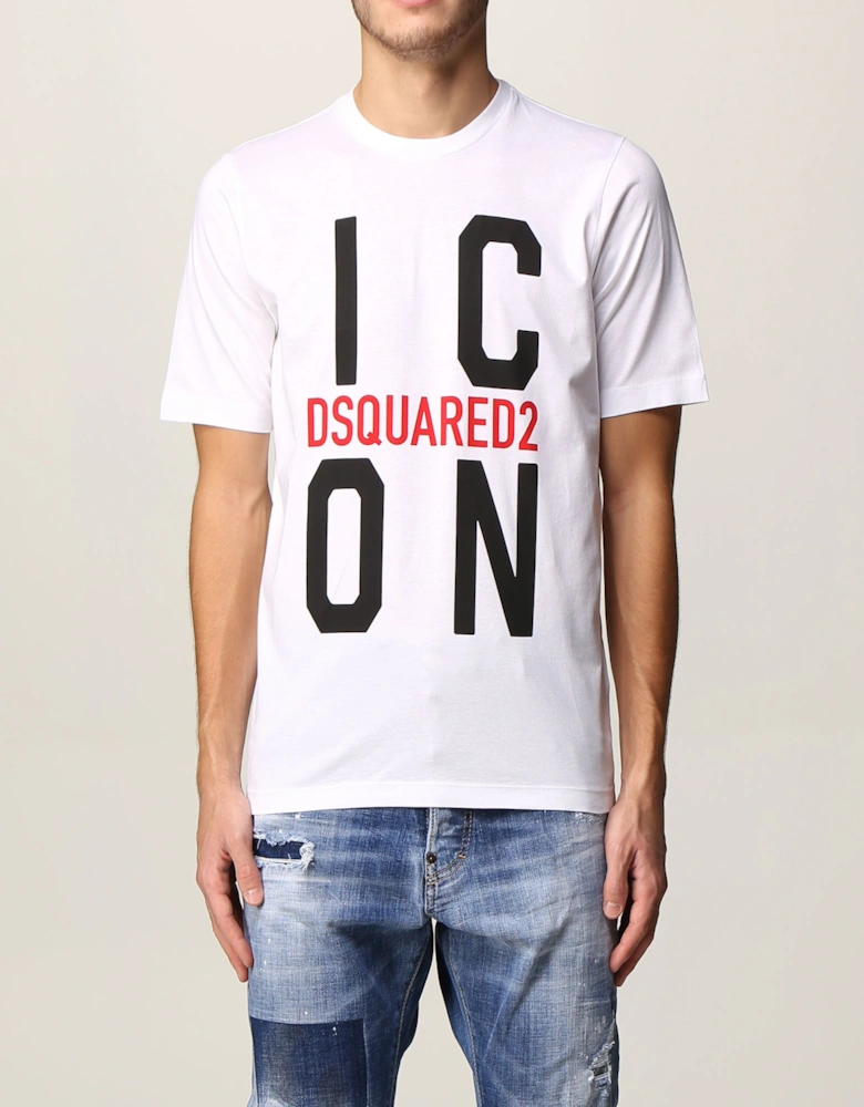 Cotton T-shirt with Icon Logo in White