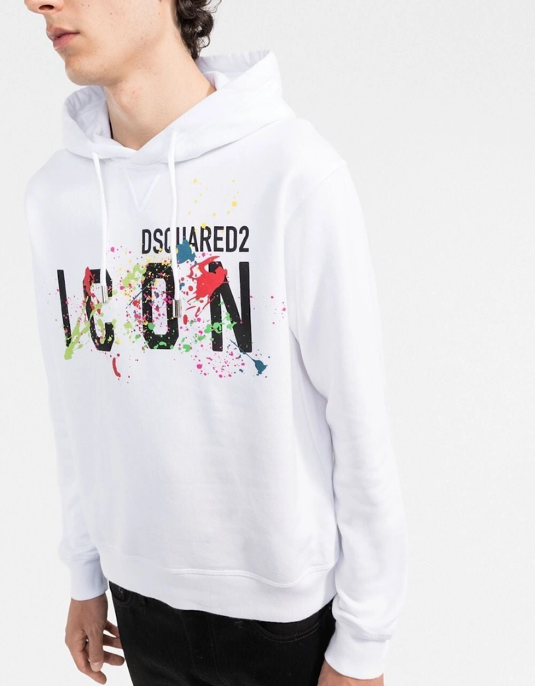 Icon Paint Splatter Hoodie White