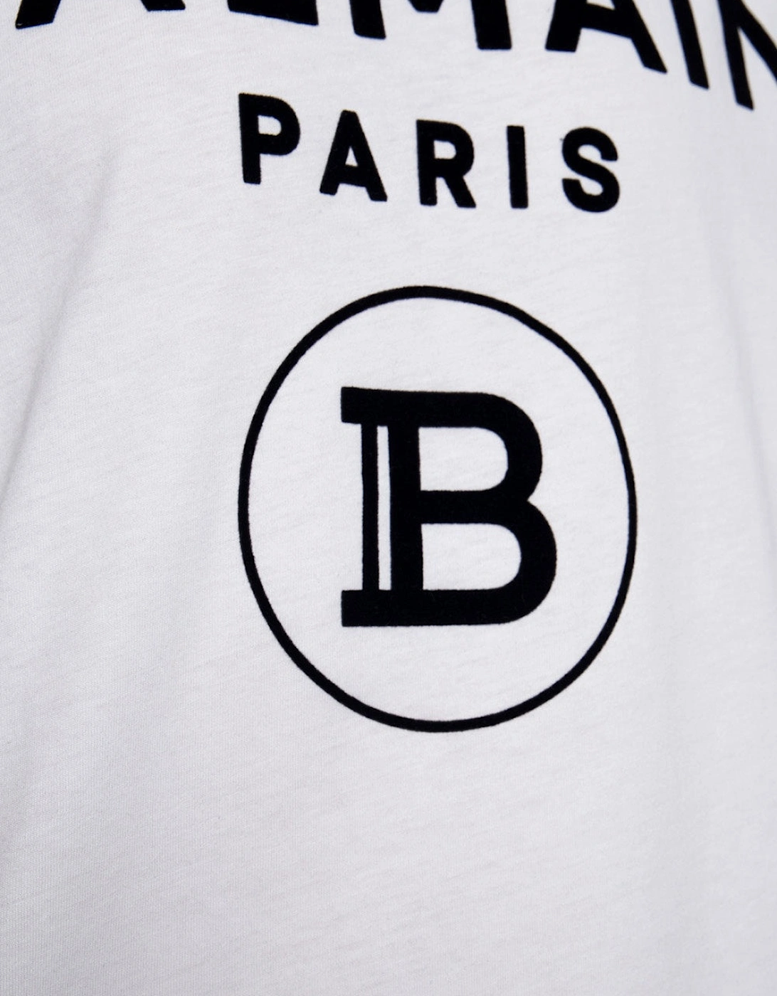 White Flocked B Paris Logo T-shirt