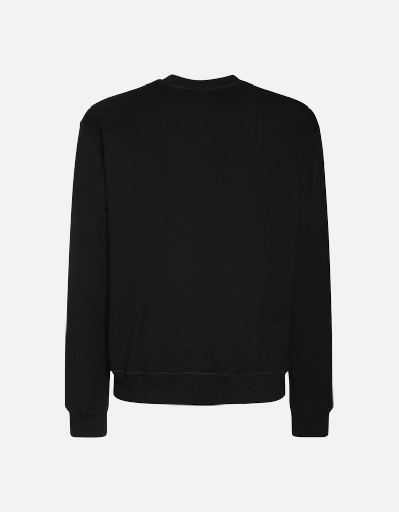 Vertical Icon Print Jersey Sweatshirt Black