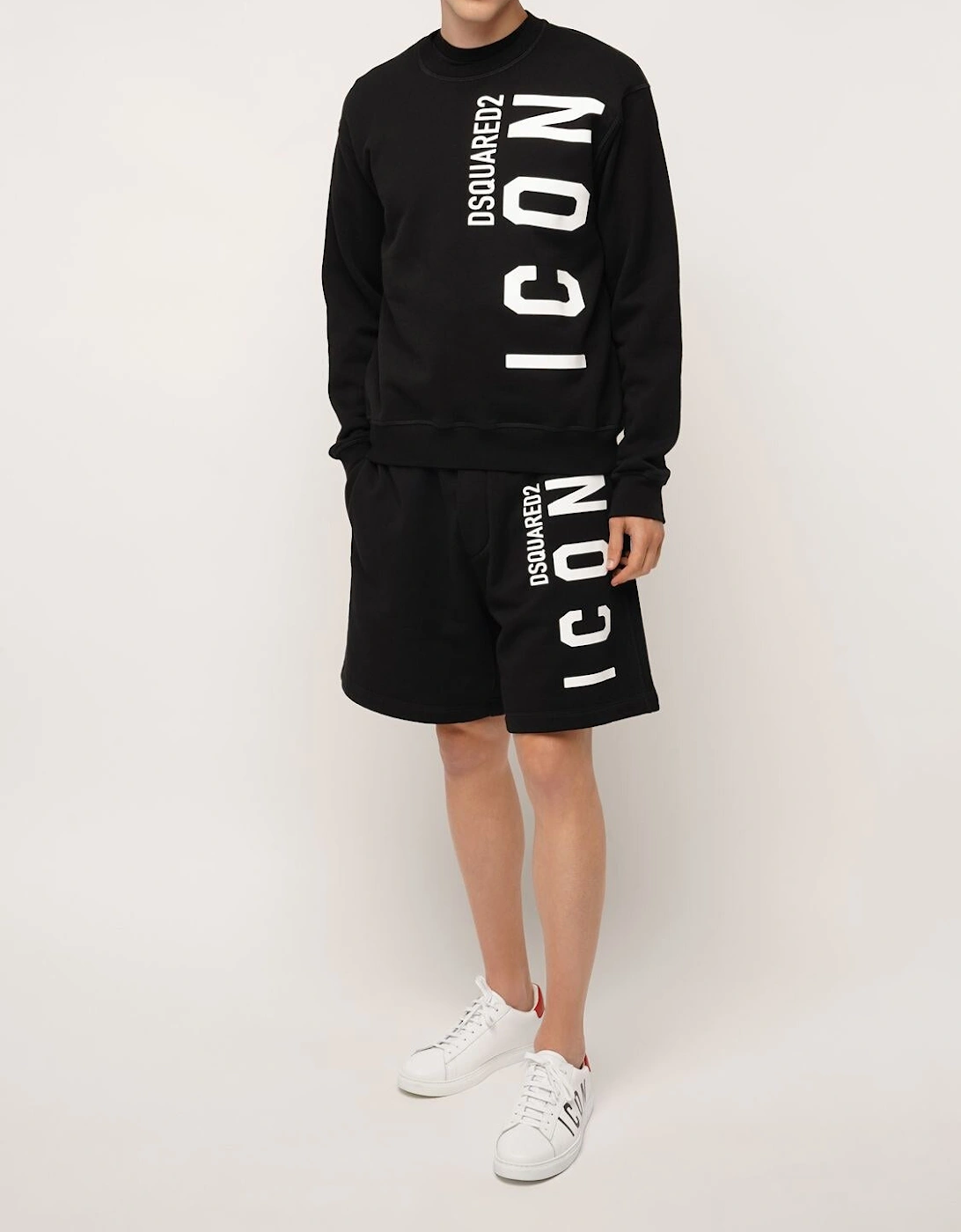 Vertical Icon Print Jersey Sweatshirt Black