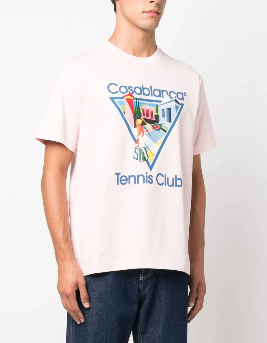 Graphic-print Tennis Club Cotton T-shirt Pink