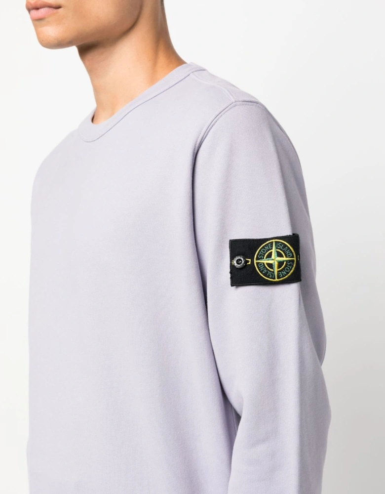 Compass Motif Jersey Fleece Sweatshirt in Lilac Purple