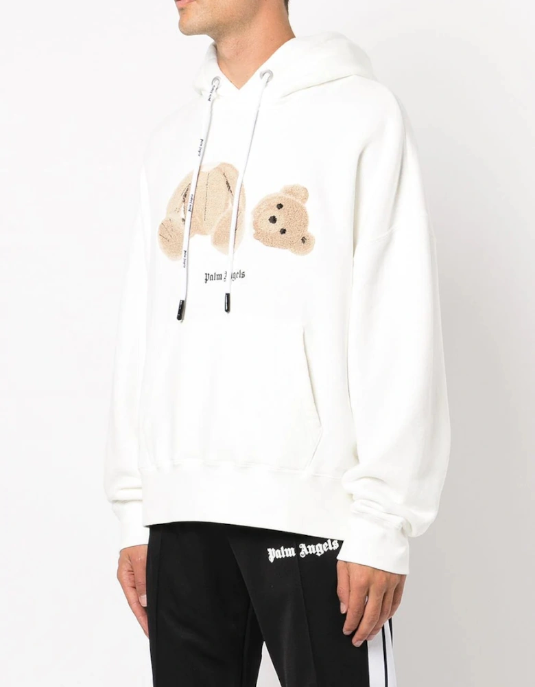 Teddy Bear Print Hoodie in White