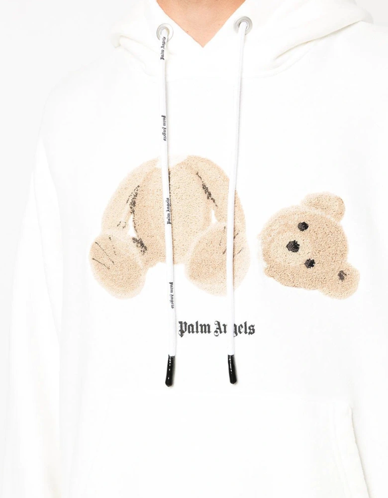 Teddy Bear Print Hoodie in White