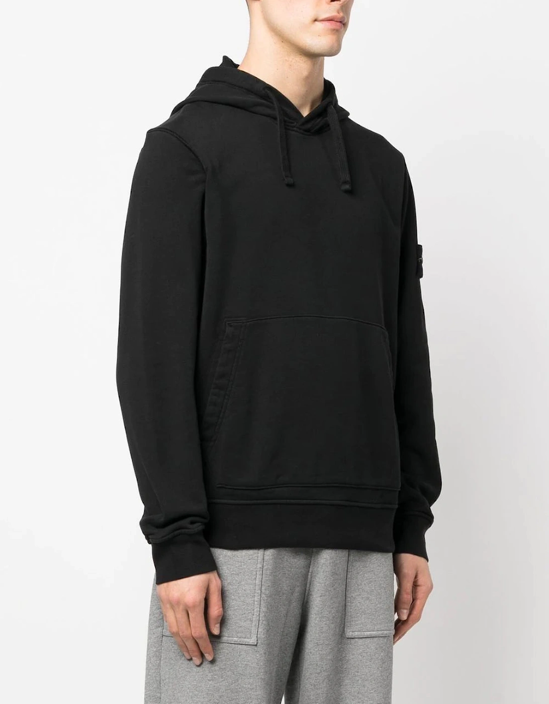 Compass Patch Drawstring Hoodie in Black