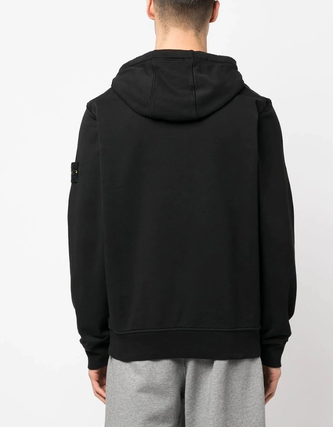 Compass Patch Drawstring Hoodie in Black